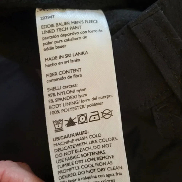 Eddie Bauer Fleece lined tech pants Black Size 36/32 #8 - Picture 7 of 13